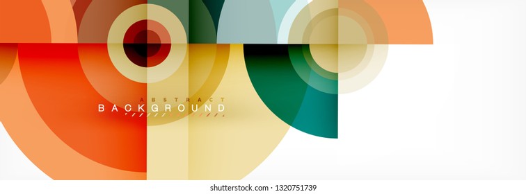 Circulos redondos y triángulos de fondo abstracto, ilustración vectorial