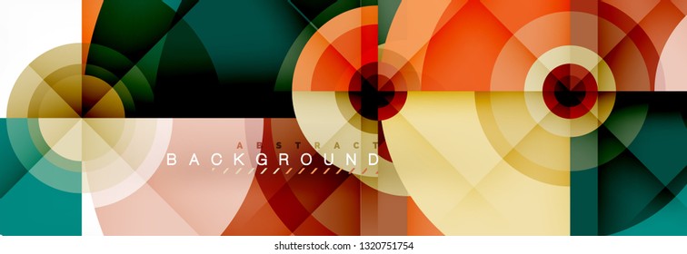 Round circles and triangles abstract background, vector illustration
