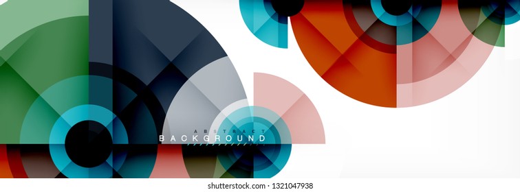 Circulos redondos y triángulos de fondo abstracto, ilustración vectorial