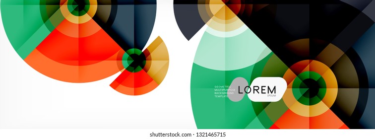Round circles and triangles abstract background, vector illustration