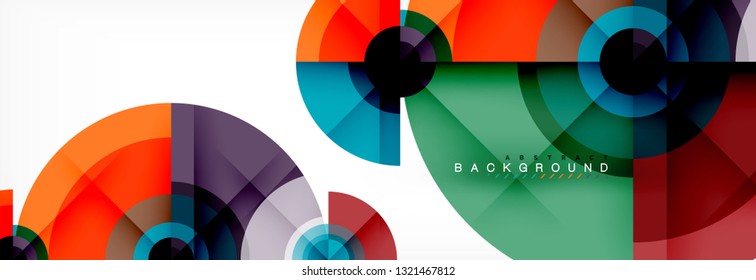 Round circles and triangles abstract background, vector illustration