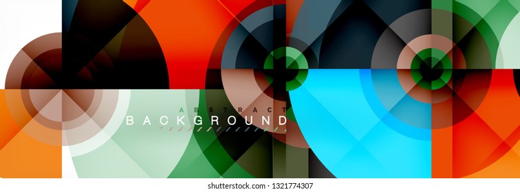 Circulos redondos y triángulos de fondo abstracto, ilustración vectorial