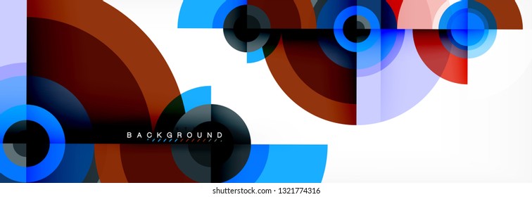 Circulos redondos y triángulos de fondo abstracto, ilustración vectorial