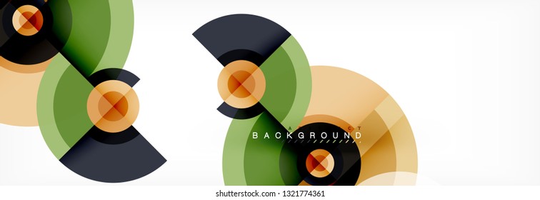 Circulos redondos y triángulos de fondo abstracto, ilustración vectorial