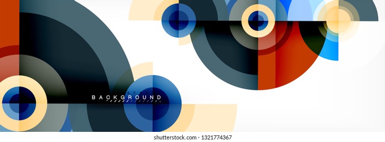 Round circles and triangles abstract background, vector illustration
