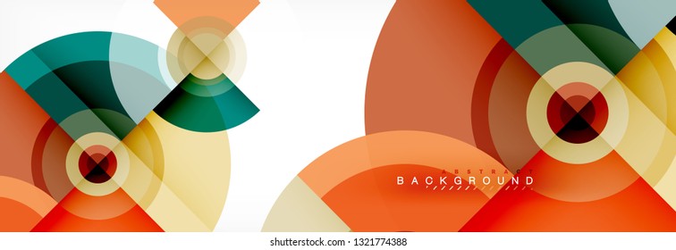 Round circles and triangles abstract background, vector illustration