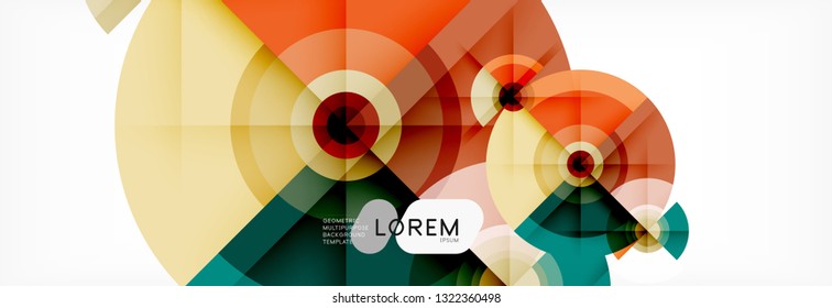 Round circles and triangles abstract background, vector illustration
