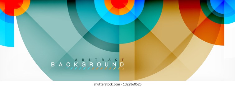 Circulos redondos y triángulos de fondo abstracto, ilustración vectorial
