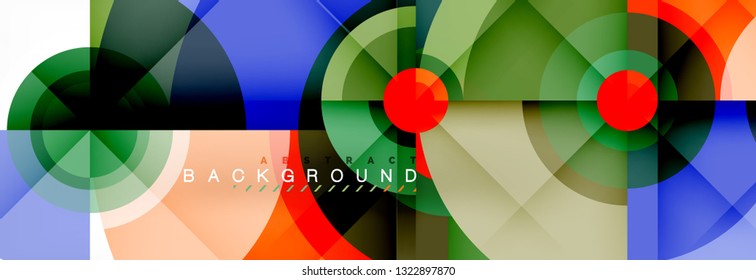 Circulos redondos y triángulos de fondo abstracto, ilustración vectorial