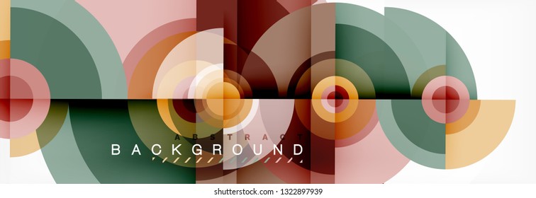 Round circles and triangles abstract background, vector illustration