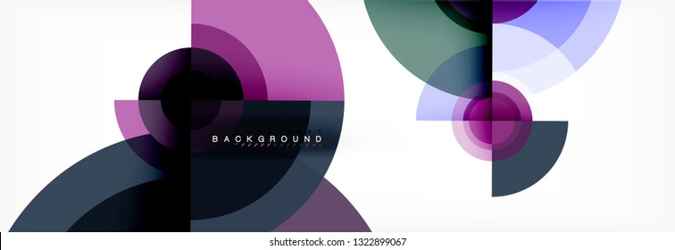 Round circles and triangles abstract background, vector illustration