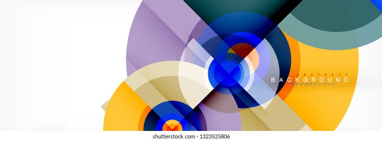 Círculos redondos e triângulos fundo abstrato, ilustração vetorial