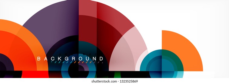 Round circles and triangles abstract background, vector illustration