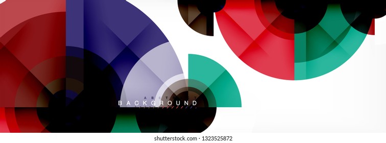 Round circles and triangles abstract background, vector illustration