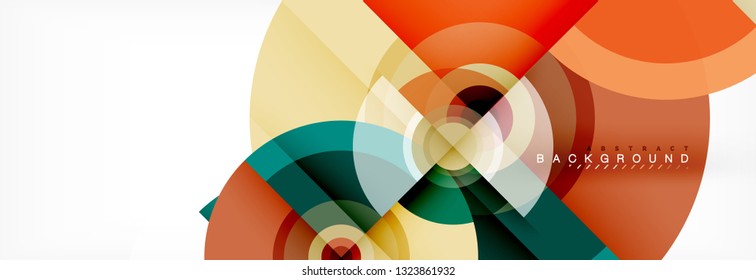 Round circles and triangles abstract background, vector illustration