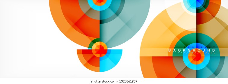 Round circles and triangles abstract background, vector illustration
