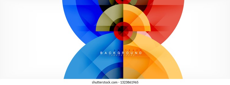 Circulos redondos y triángulos de fondo abstracto, ilustración vectorial