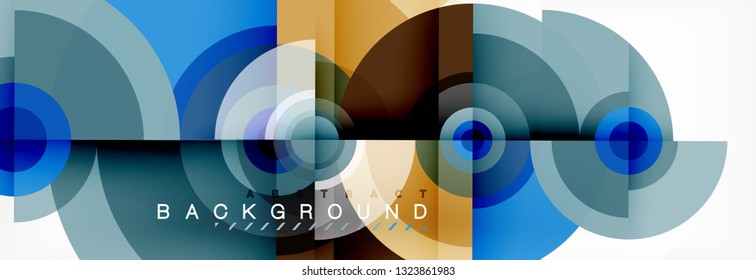 Round circles and triangles abstract background, vector illustration