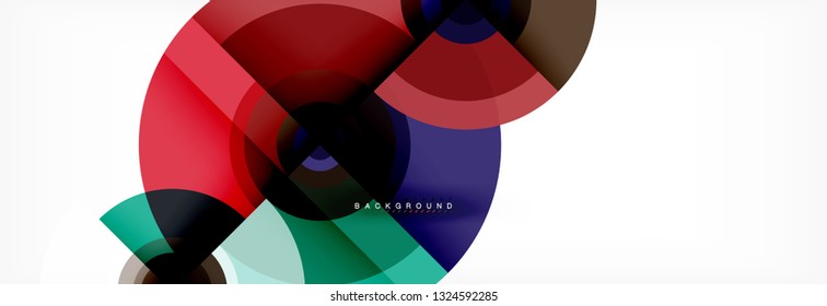 Round circles and triangles abstract background, vector illustration