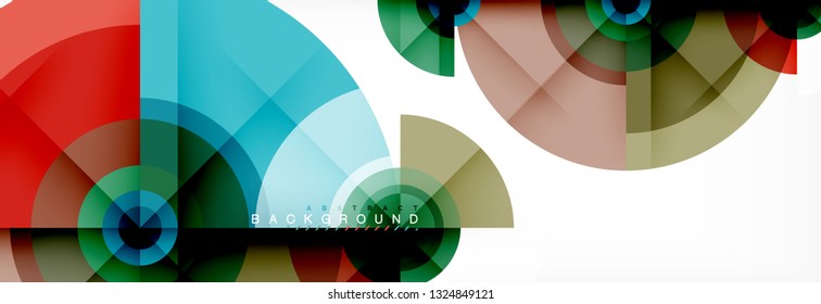 Round circles and triangles abstract background, vector illustration