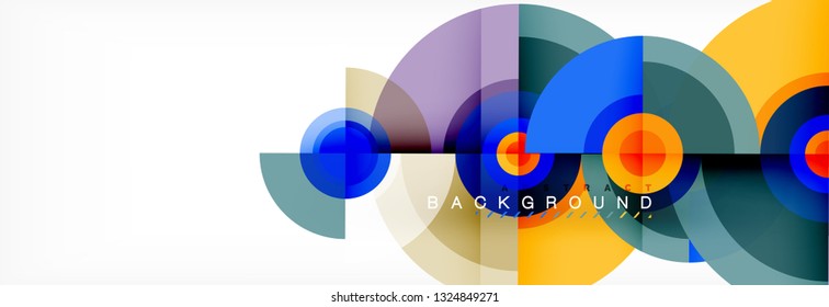 Round circles and triangles abstract background, vector illustration