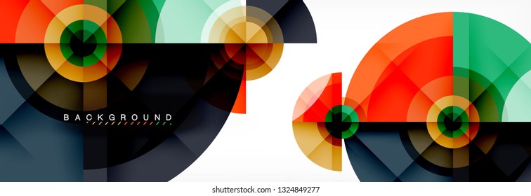 Round circles and triangles abstract background, vector illustration