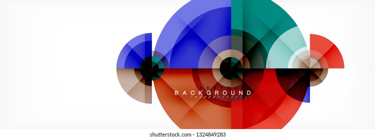 Round circles and triangles abstract background, vector illustration