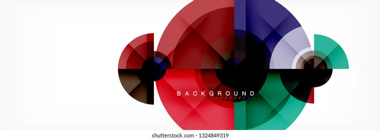 Round circles and triangles abstract background, vector illustration