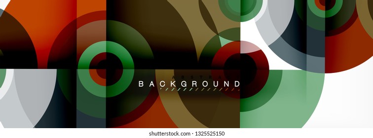 Round circles and triangles abstract background, vector illustration