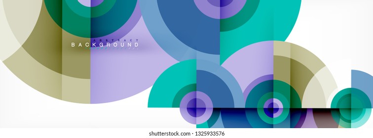 Round circles and triangles abstract background, vector illustration