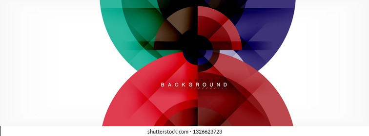 Circulos redondos y triángulos de fondo abstracto, ilustración vectorial