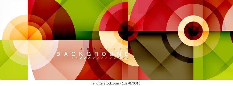 Round circles and triangles abstract background, vector illustration