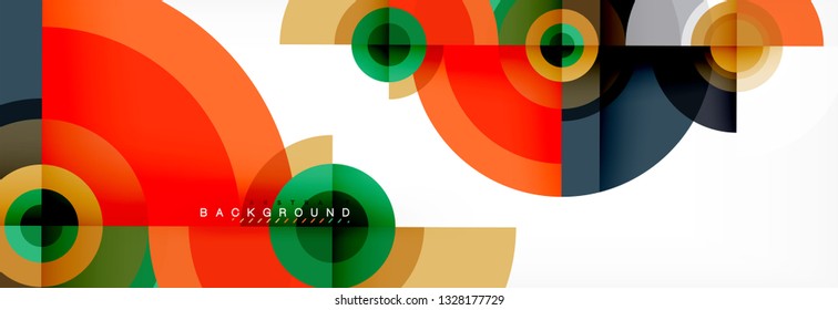 Circulos redondos y triángulos de fondo abstracto, ilustración vectorial