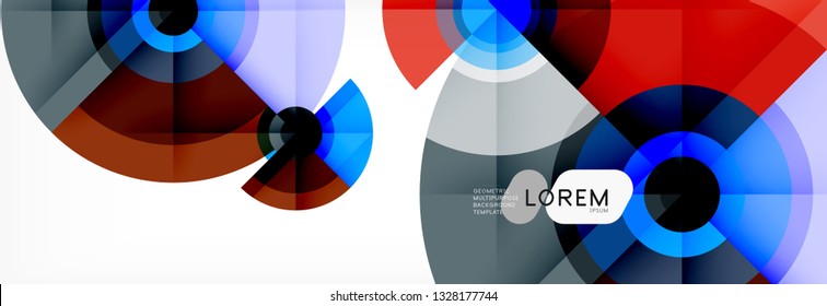 Round circles and triangles abstract background, vector illustration