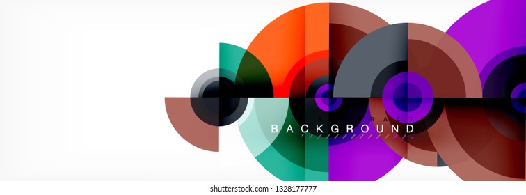 Round circles and triangles abstract background, vector illustration