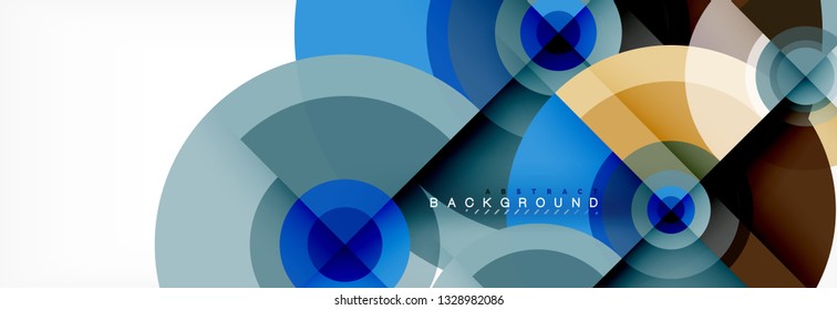 Round circles and triangles abstract background, vector illustration