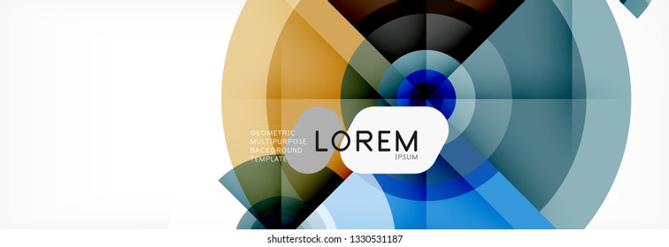 Circulos redondos y triángulos de fondo abstracto, ilustración vectorial