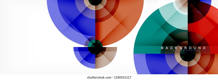 Circulos redondos y triángulos de fondo abstracto, ilustración vectorial