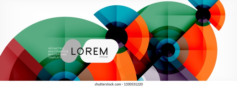 Round circles and triangles abstract background, vector illustration