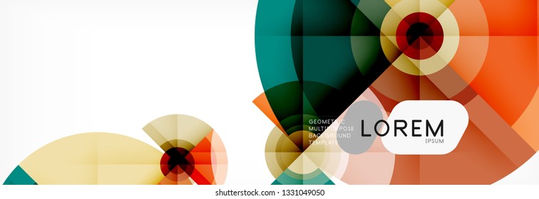 Round circles and triangles abstract background, vector illustration