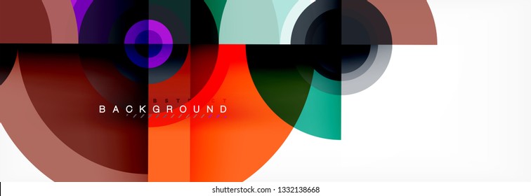 Round circles and triangles abstract background, vector illustration