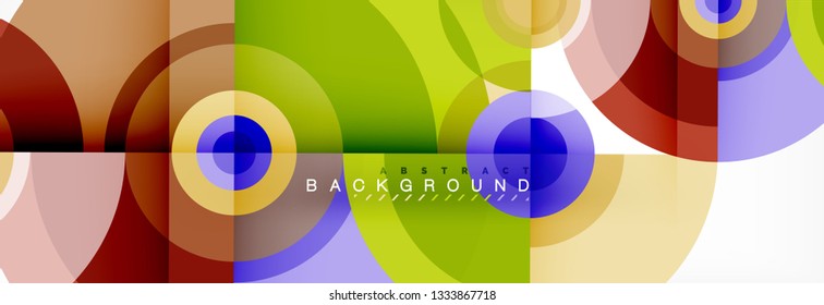 Circulos redondos y triángulos de fondo abstracto, ilustración vectorial