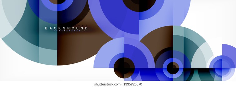 Circulos redondos y triángulos de fondo abstracto, ilustración vectorial