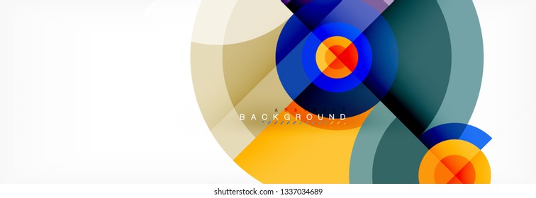 Round circles and triangles abstract background, vector illustration
