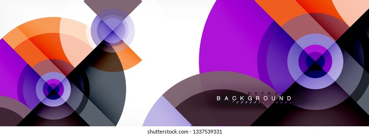 Round circles and triangles abstract background, vector illustration