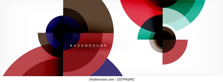 Circulos redondos y triángulos de fondo abstracto, ilustración vectorial