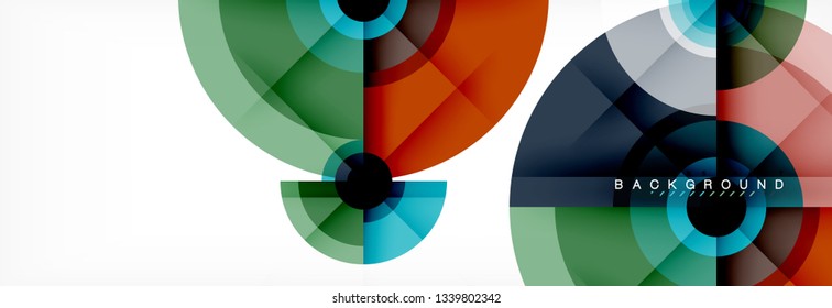 Round circles and triangles abstract background, vector illustration