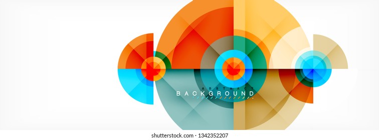 Round circles and triangles abstract background, vector illustration