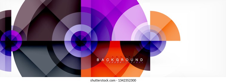 Round circles and triangles abstract background, vector illustration