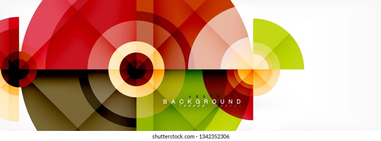 Circulos redondos y triángulos de fondo abstracto, ilustración vectorial
